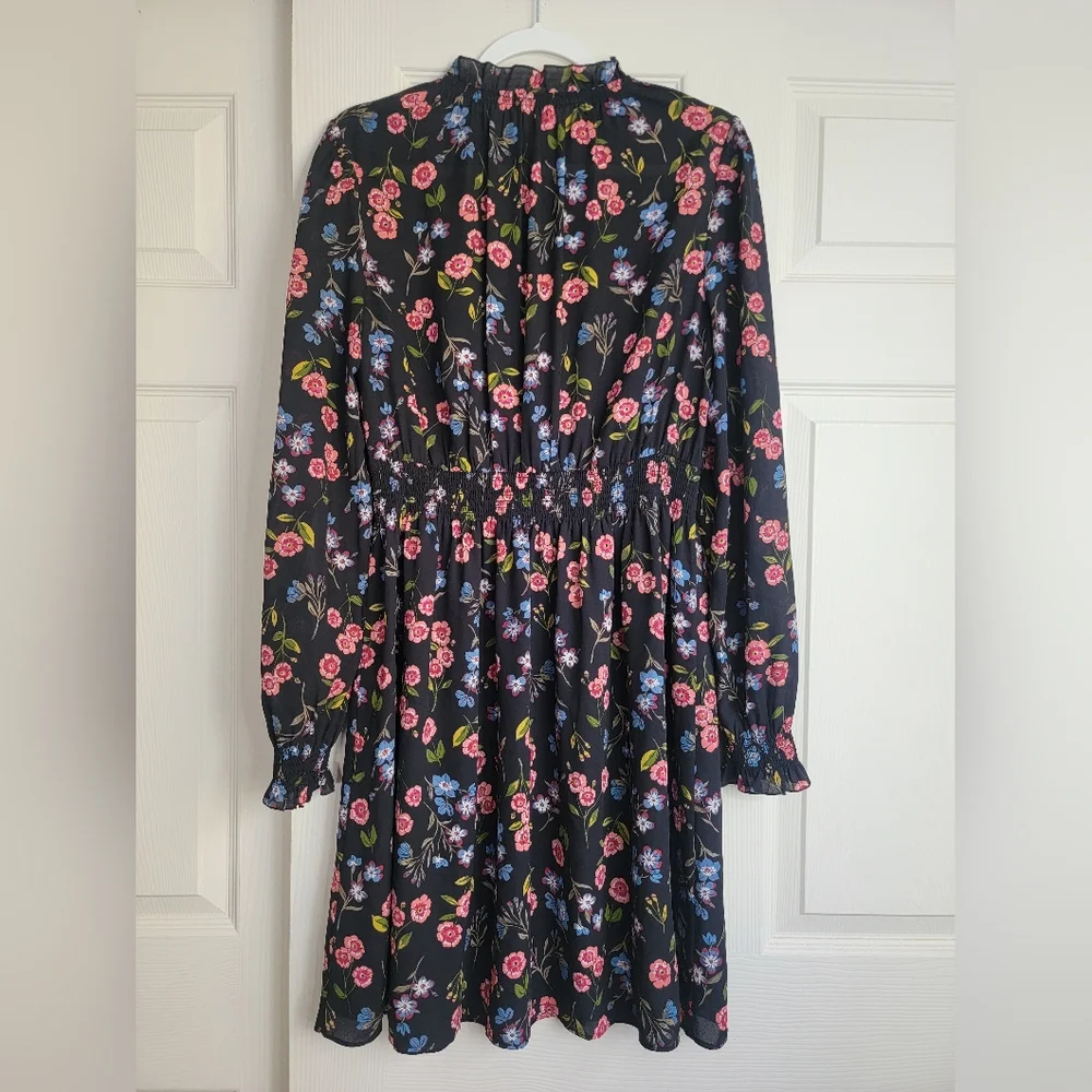 Kate Spade NY Airy‎ Lightweight Floral V-Neck Meadow Smock Waist Dress Large